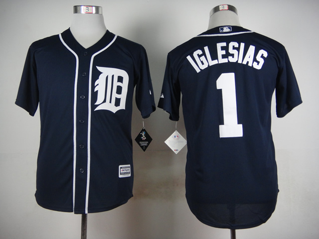 Men Detroit Tigers #1 Iglesias Blue MLB Jerseys